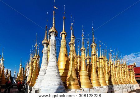 Shwe Indein Pagoda In The Village Of Indein, Near Ywama, Inle Lake, Myanmar Burma