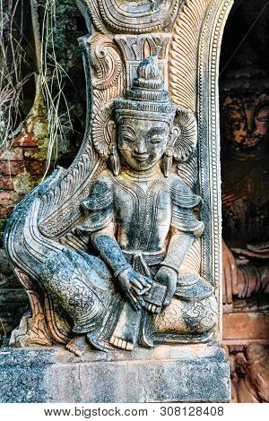 Shwe Indein Pagoda In The Village Of Indein, Near Ywama, Inle Lake, Myanmar Burma