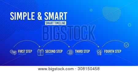 Infographic Timeline. Quick Tips, World Water And Gift Box Icons Simple Set. Creativity Sign. Helpfu