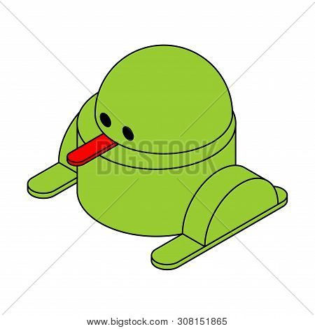 Isometric Frog Isolated. Geometric Toad. 3d Amphibian