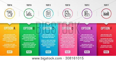 File, Diagram Graph And Approved Agreement Icons Simple Set. Mobile Survey, Private Payment And Bar 