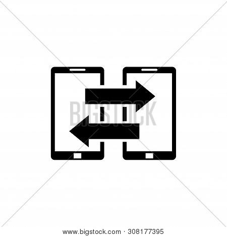 Contactless Payment Mobile Phones, Transferring Money. Flat Vector Icon Illustration. Simple Black S