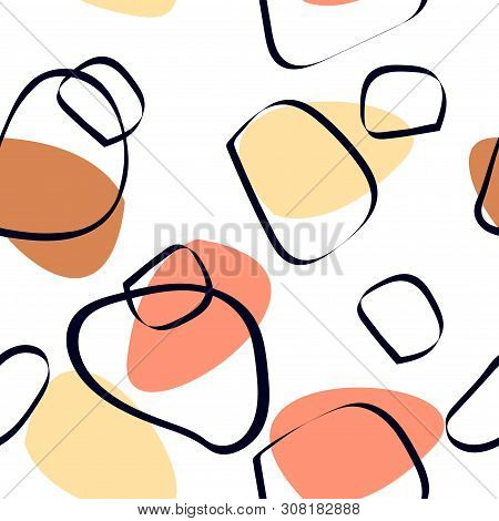 Abstract Seamless Pattern With Graphyc Elements, Modern Abstract Shapes.   Avant-garde Collage Style