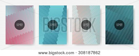 Gradient Zig Zag Stripes Texture Vector Backgrounds For Brochure Covers. Simple Zig Zag Gradient Lin