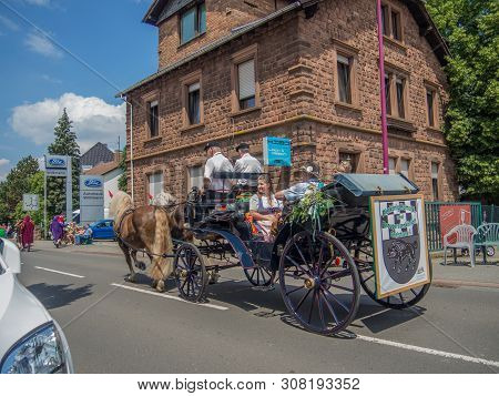 Kirchheimbolanden, Rheinland-pfalz, Germany-06 23 2019: Holiday Parade On Streets Of German Town Dur
