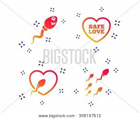 Sperm Icons. Fertilization Or Insemination Signs. Safe Love Heart Symbol. Random Dynamic Shapes. Gra