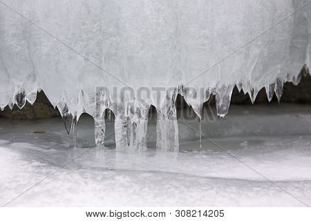 Slots Of Little Thin With Tiny Icicles Dripping Spring