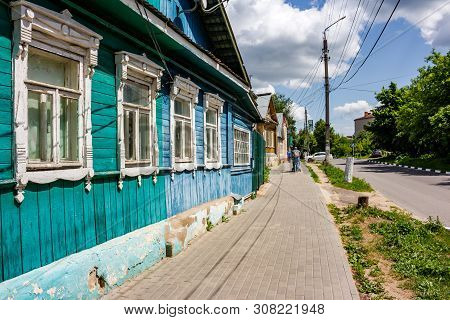 Borovsk, Russia - June 2019: Low-rise Buildings Of The City Of Borovsk, Mira Street