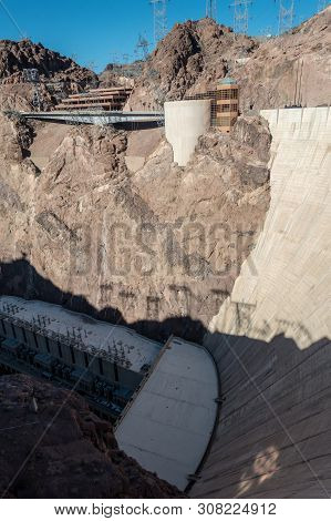 Hoover Dam On Lake Mead In Nevada And Arizona Stateline
