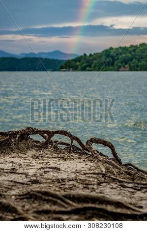 Rainbow After Thunderstorm At Lake Jocassee South Carolina