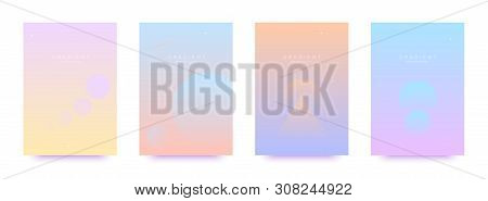 Cosmic Abstract Backgrounds Set With Gradients, Moon, Planets, Shapes.