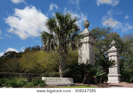 The Entrance To Audubon Park In New Orleans