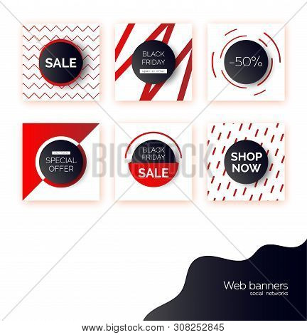 Black Friday Banners, Templates For Social Media Post Promotion. Backgrounds With Text Space, Abstra