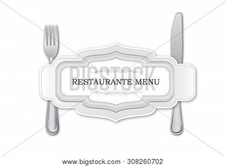 Cutlery Set. Restaurante Menu Card Template With Fork And Knife Icon Design Elements. Dining Eating 