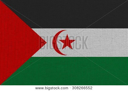Sahrawi Arab Democratic Republic Fabric Flag. Patriotic Background. National Flag Of Sahrawi Arab De