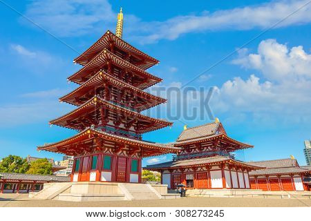 Shitenno-ji Temple, In Osaka, The First And Oldest Officially Administered Buddhist Temple In Japan