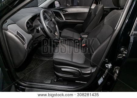 Novosibirsk, Russia - June 22, 2019:  Hyundai Creta, Close-up Of The Dashboard, Adjustment Of The Bl