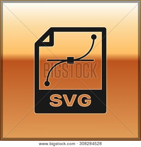 Black Svg File Document Icon. Download Svg Button Icon Isolated On Gold Background. Svg File Symbol.