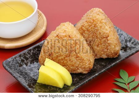 Yakionigiri, Japanese Food, Rice Ball, Rice Triangle With Soy Sauce