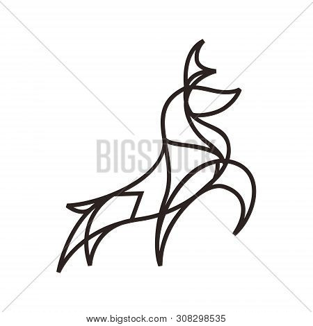 Deer Buck Stag Vector Line Art Logo Illustration
