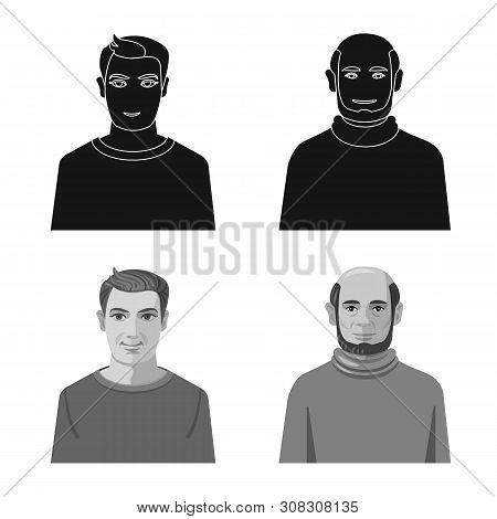 Vector Illustration Of Hairstyle And Profession Logo. Set Of Hairstyle And Character Stock Vector Il