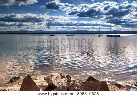 big otmuchow lake in the hot summer