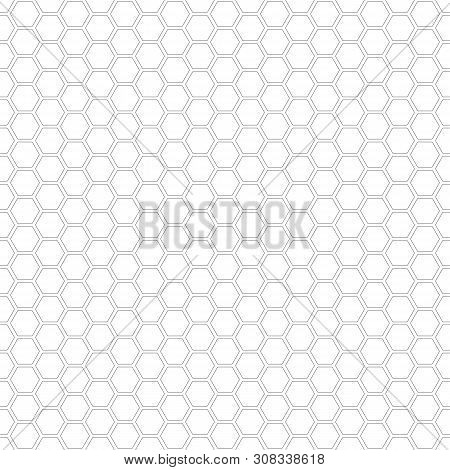 Hexagon Seamless Pattern. Black Honeycomb On White Background. Golf Texture.