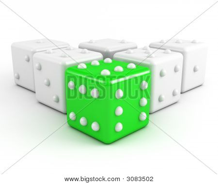 Verde principal dados. Ganar el concepto de liderazgo
