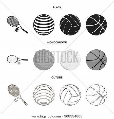 Vector Illustration Of Ball And Soccer Logo. Set Of Ball And Basketball Vector Icon For Stock.