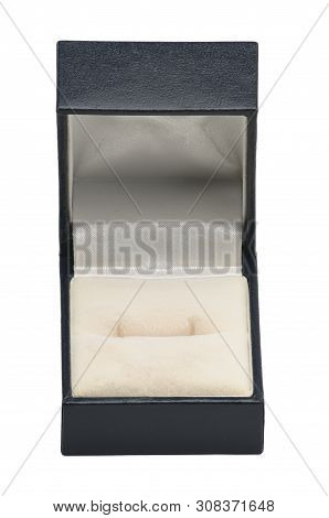 Blue Leather Jewelry Box On An Isolated White Background