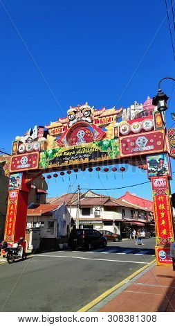 Melaka, Malaysia - 25 Jun, 2019: Street View Of Old Town In Melaka Malaysia. Melaka Has A Historical