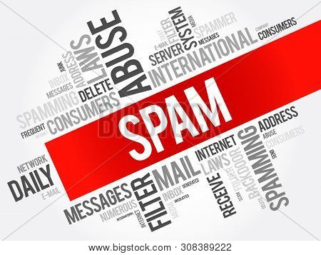 Spam Word Cloud Collage, Internet Business Concept Background