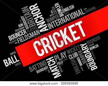 Cricket Word Cloud Collage, Sport Concept Background