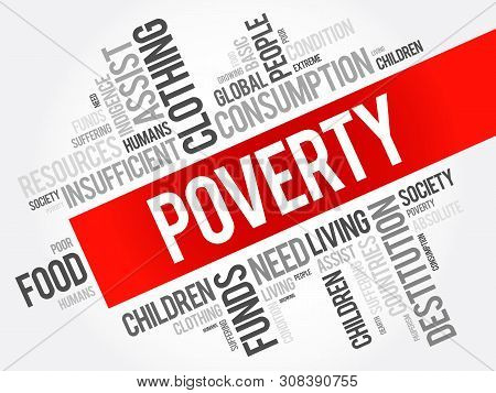 Poverty Word Cloud Collage, Social Concept Background