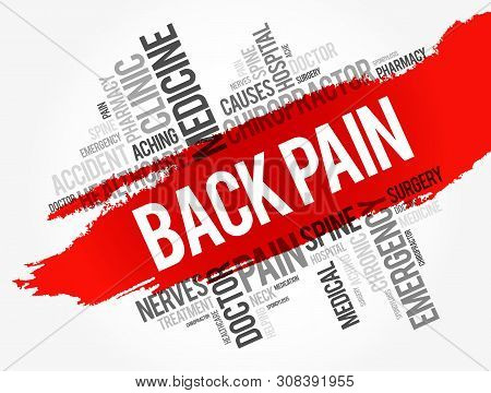 Back Pain Word Cloud Collage, Health Concept Background