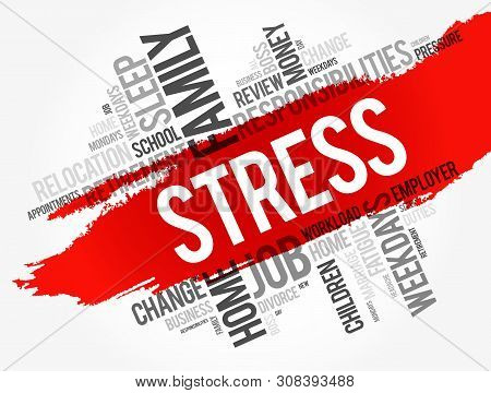 Stress Word Cloud Collage, Health Concept Background