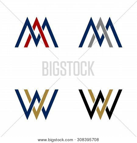 A M, M A, W V, V W Letter Logo Template Illustration Design. Vector Eps 10.