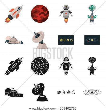 Vector Illustration Of Astronomy And Technology Icon. Set Of Astronomy And Sky Vector Icon For Stock