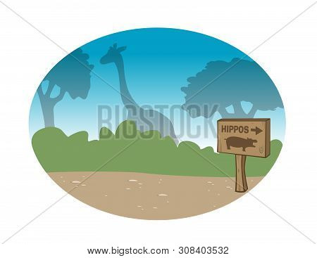 Cartoon Vector Illustration Of A Zoo Background