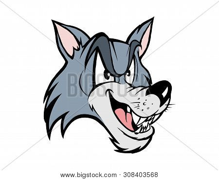 Cartoon Vector Illustration Of A Wolf Face