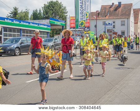 Kirchheimbolanden, Rheinland-pfalz, Germany-06 23 2019: Holiday Parade On Streets Of German Town Dur