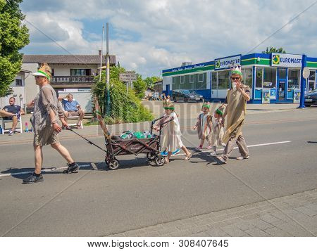 Kirchheimbolanden, Rheinland-pfalz, Germany-06 23 2019: Holiday Parade On Streets Of German Town Dur