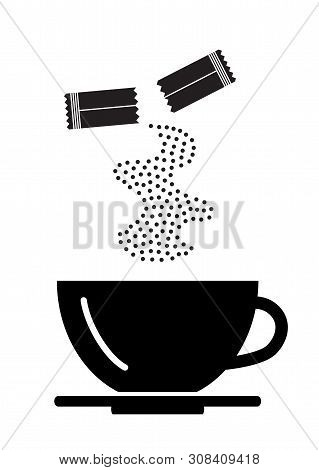 Opened Sachet Icon Or Container Sign With Sugar Or Creamer