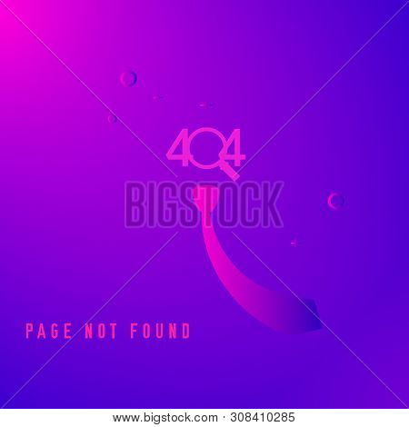 404 Page Not Found Design Template. Waving Tie, Magnifier. 404 Error Page Concept. Link To Non-exist