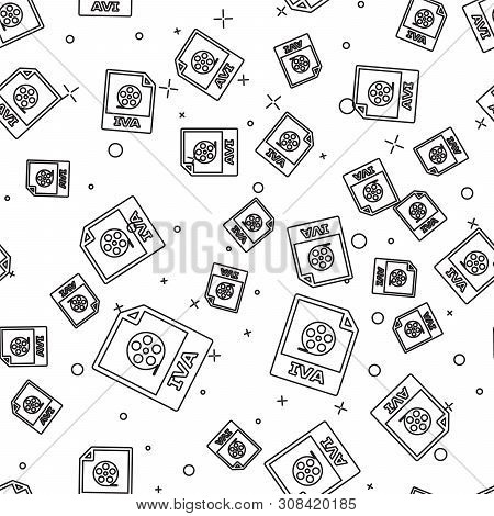 Black Avi File Document Icon. Download Avi Button Icon Isolated Seamless Pattern On White Background