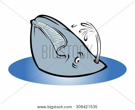 Cartoon Vector Illustration Of A Whale Spouting