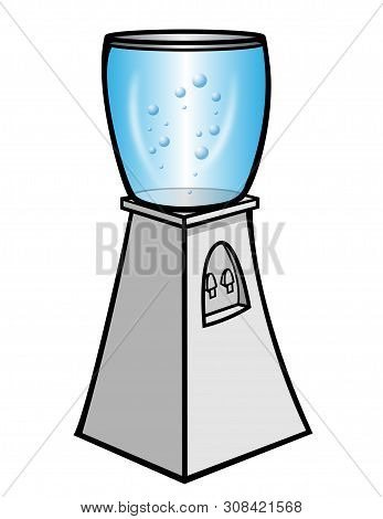 Cartoon Vector Illustration Of A Water Cooler With Bubbles