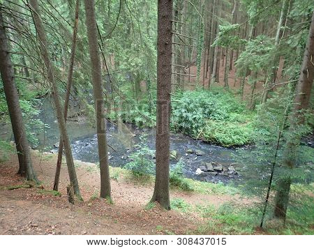 Beautiful Valley Of Wild Doubrava River In Bohemian Highlands In Checz Republic