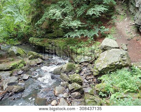 Beautiful Valley Of Wild Doubrava River In Bohemian Highlands In Checz Republic