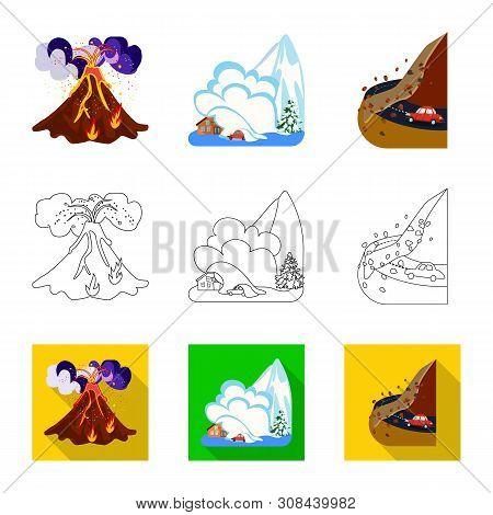 Vector Illustration Of Weather And Distress Icon. Set Of Weather And Crash Vector Icon For Stock.